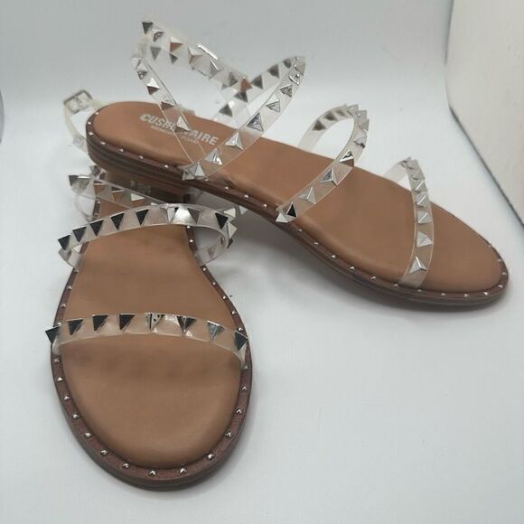 CUSHIONAIRE Women's Studded Ankle strap sandal with Memory Foam 8.5 CLEAR - Picture 6 of 7